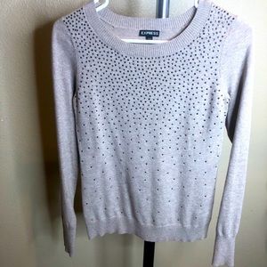 Express Light Brown Rhinestone Sweater Top XS